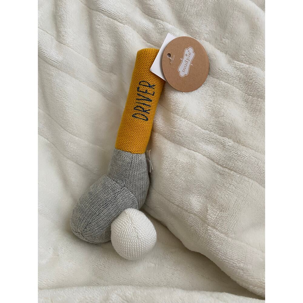 NWT Mud Pie | Golf Driver Club | Knit Baby Rattle | Gray & Orange
